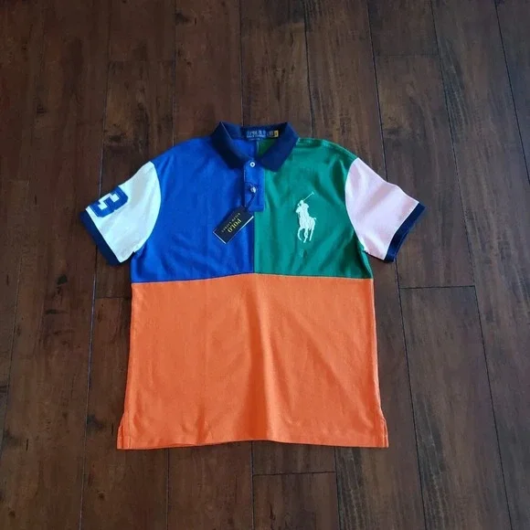 Polo Ralph Lauren Men’s Multi Color Slim Fit Big Pony Mesh Polo Shirt Size Large - Picture 8 of 12